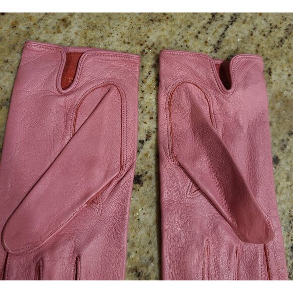 Vintage Womens Size S Pink Leather 8" Short Gloves Cabretta - Picture 9 of 16